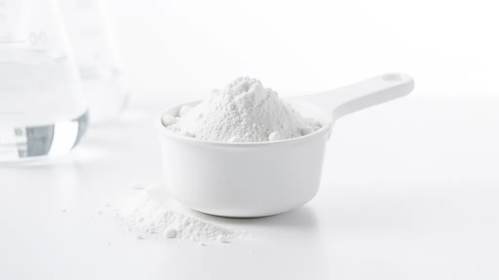 Kreatin Supplementkapseln auf sauberem weißem Hintergrund